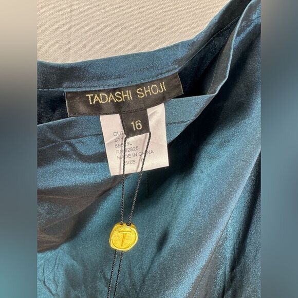 Tadashi SHoji Taffeta A-Line Lake iridescent Long Skirt Style # 5B528L Size 16 - Picture 2 of 7